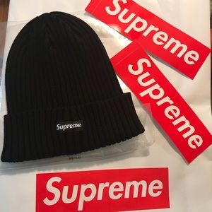 Supreme Black Overdyed Ribbed Beanie